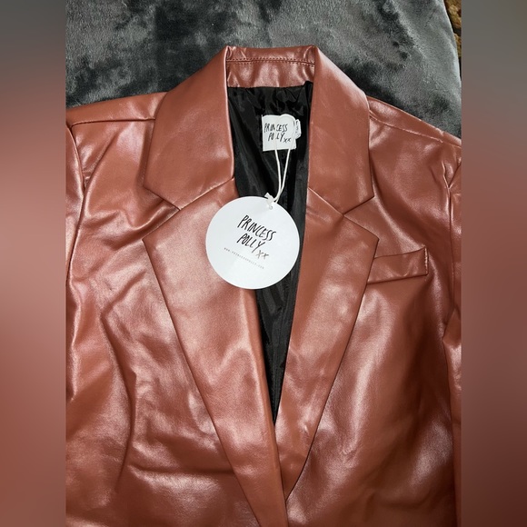 Princess Polly Jocelyn Faux Leather Blazer in Brown Size XS/S New with tag - Picture 16 of 16